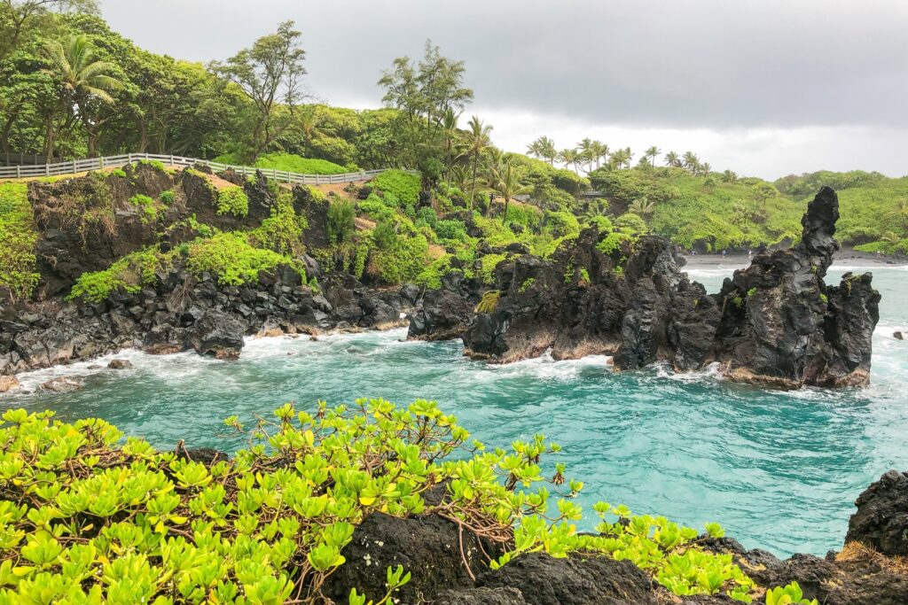 Waianapanapa black sand beach in Hana