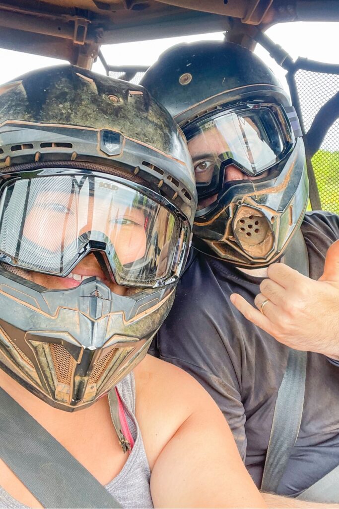 Paf and N riding the ATVs in Maui